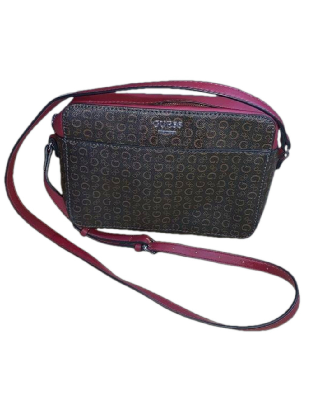 Guess crossbody shoulder bag burgundy with G's camera bag